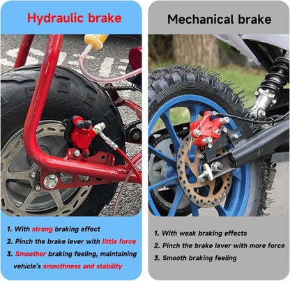 FVRITO Upgraded Mini Bike Hydraulic Disc Brake Kit for Baja DB30 Doodle Bug Blitz Dirt Bug Racer 97cc 79cc Predator 2.8hp Engine with 180mm Brake Disc Rotor Master Cylinder Caliper Pads Assembly Parts