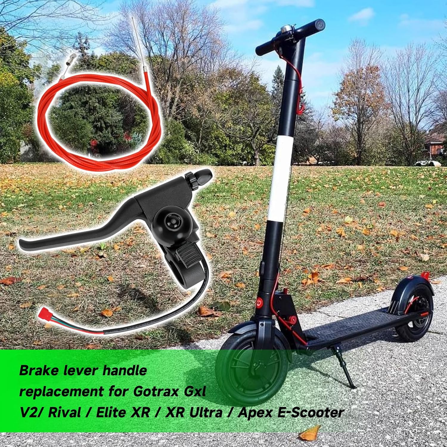 Universal Left Brake Handle Lever & Brake Cable Compatible with GOTRAX GXL V2 Electric Scooter Apex Pro XL Rival XR Elite E-Scooter Replacement Parts Accessories